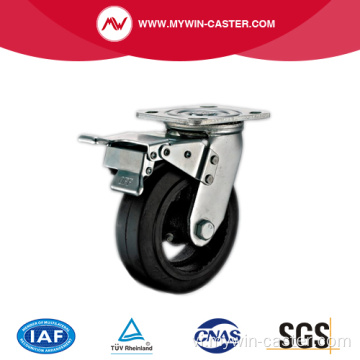 Caster công nghiệp cao su đen xoay nặng 8 &#39;&#39; với lõi sắt có phanh